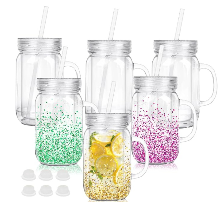 24oz Acrylic Mason Jar with Handle