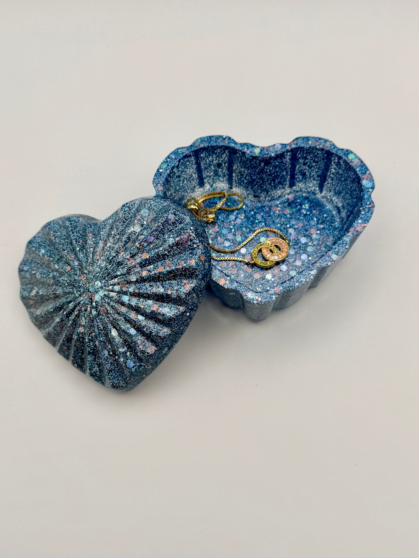 Sparkly Blue Heart-Shaped Dish with Lid