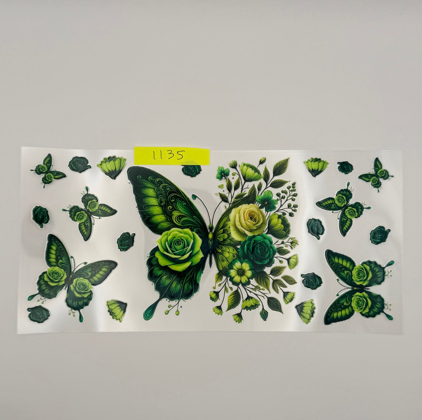 Green Butterfly with Flowers