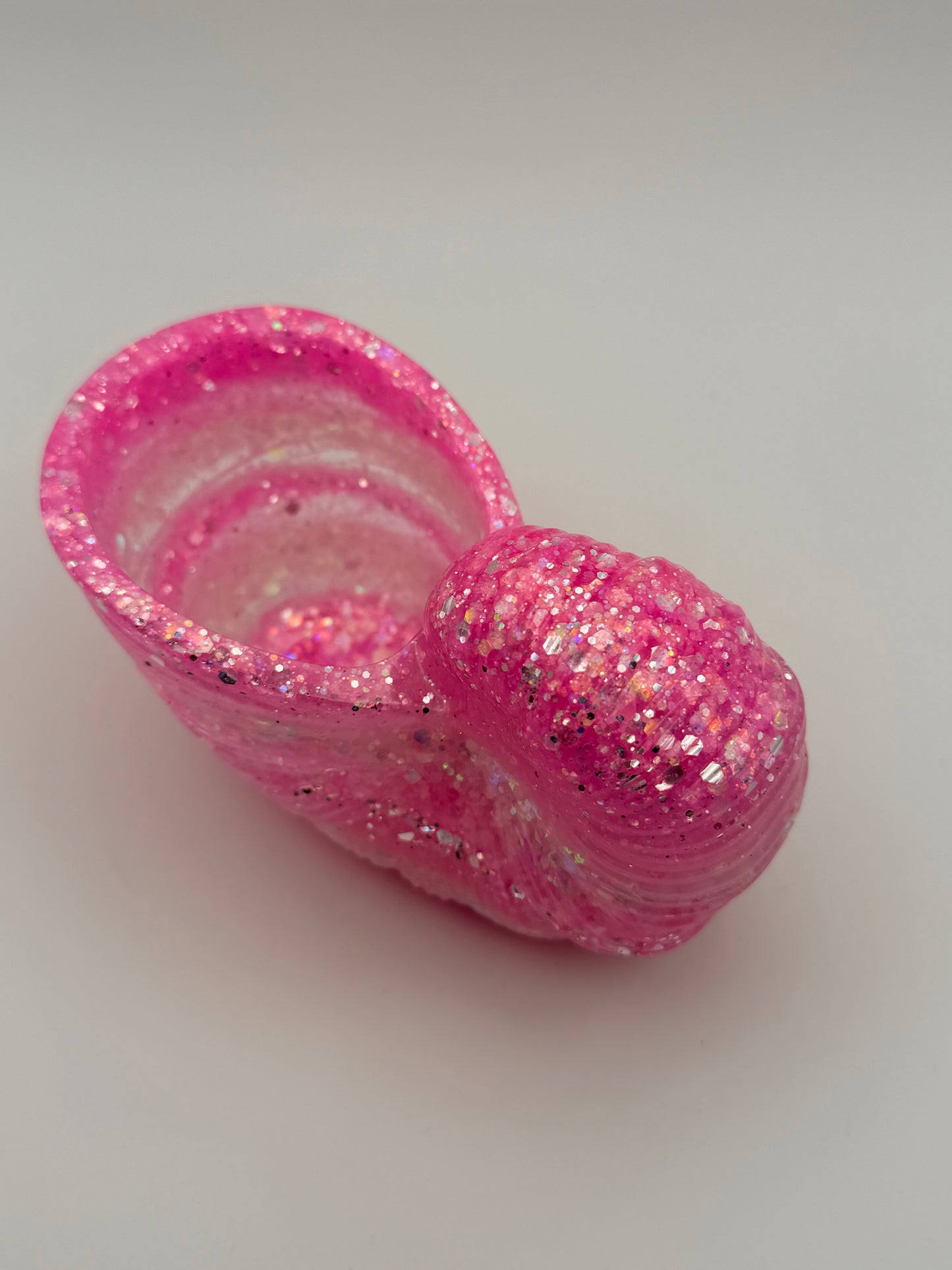 Pink and White Glittery Nautilus Shell