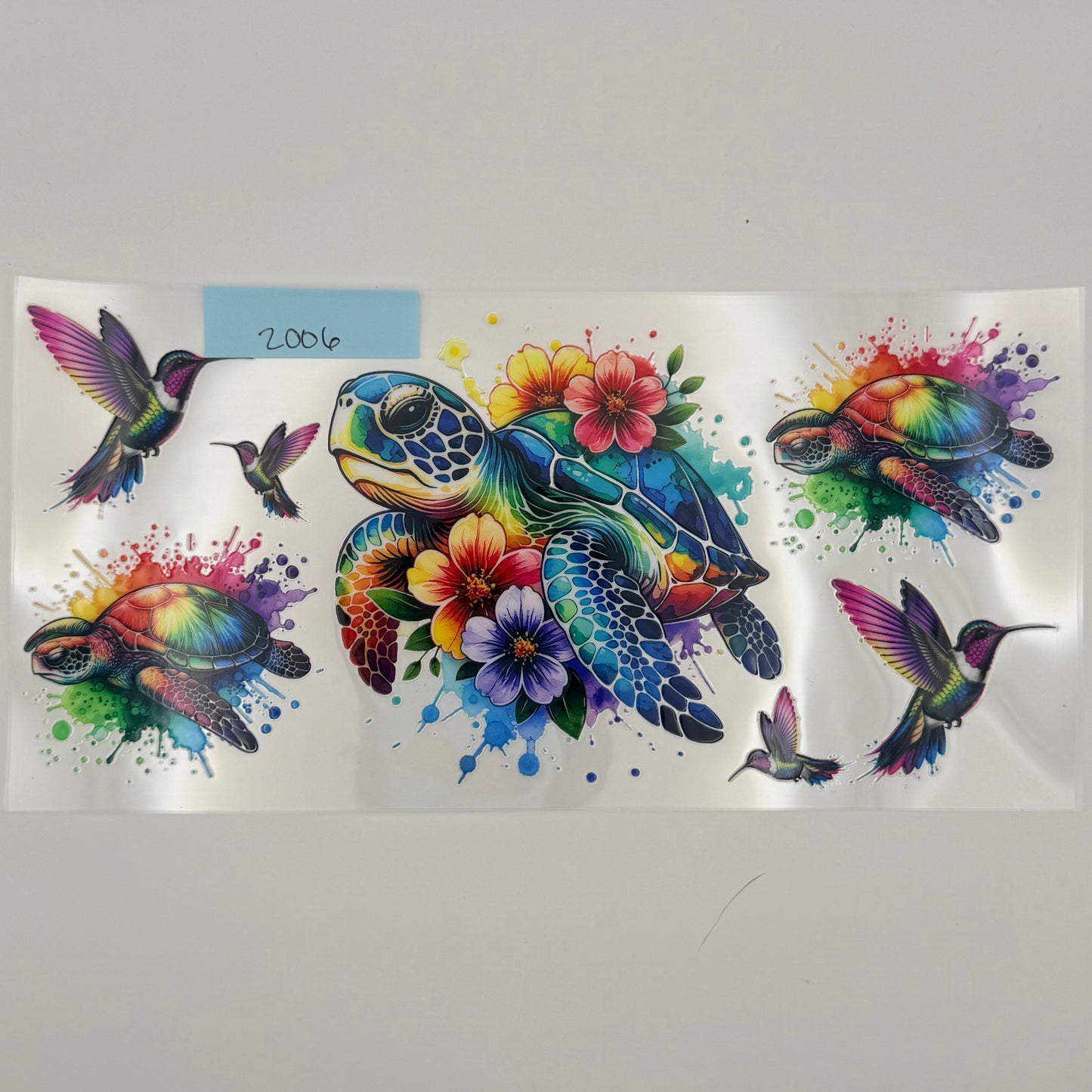 colorful sea turtle and birds