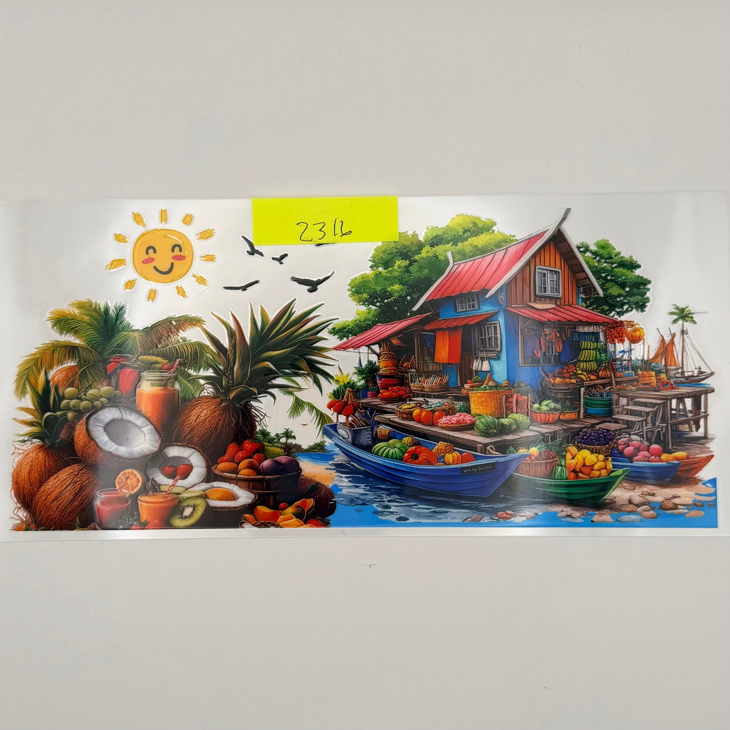 beach shack and fruits