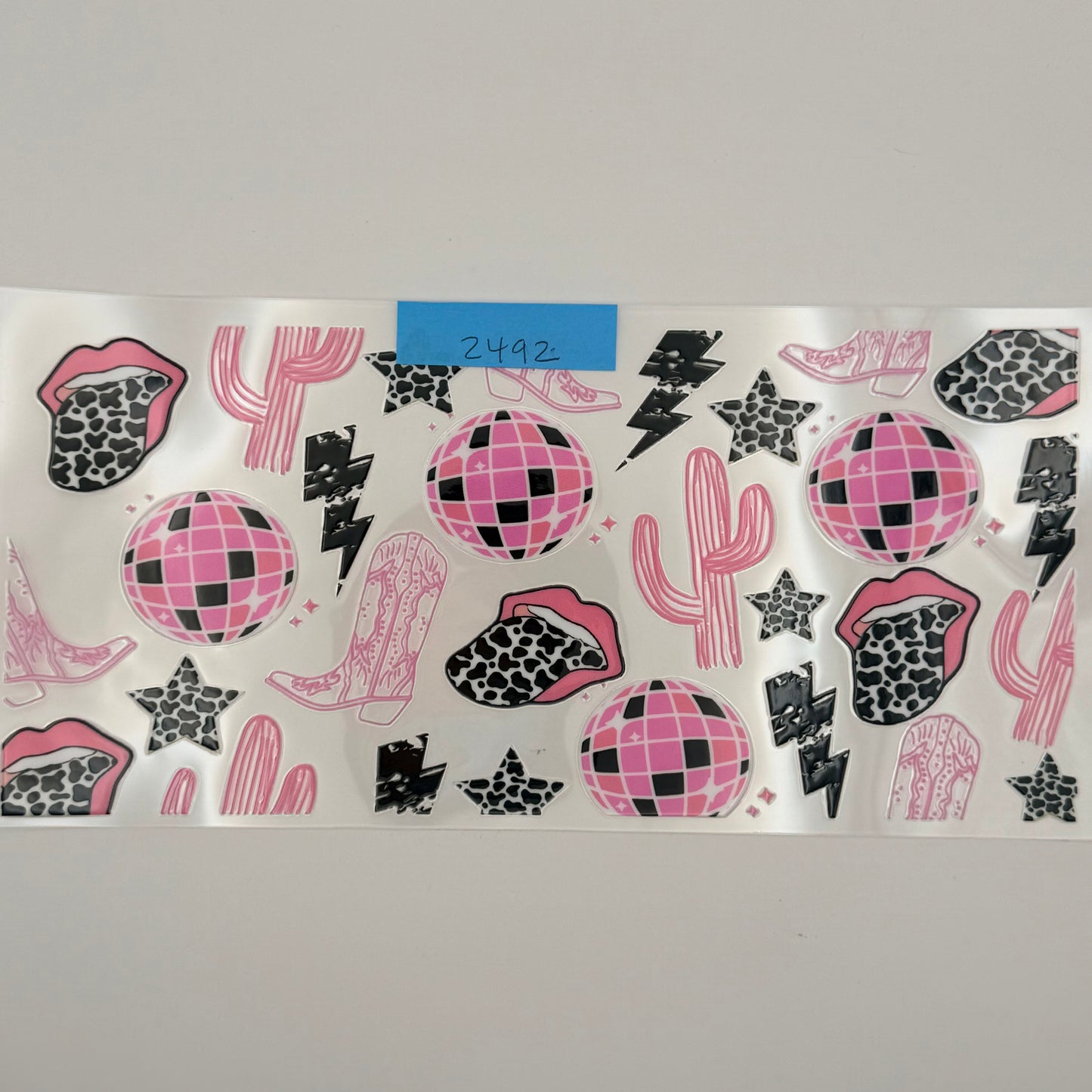 pink & black boots disco balls