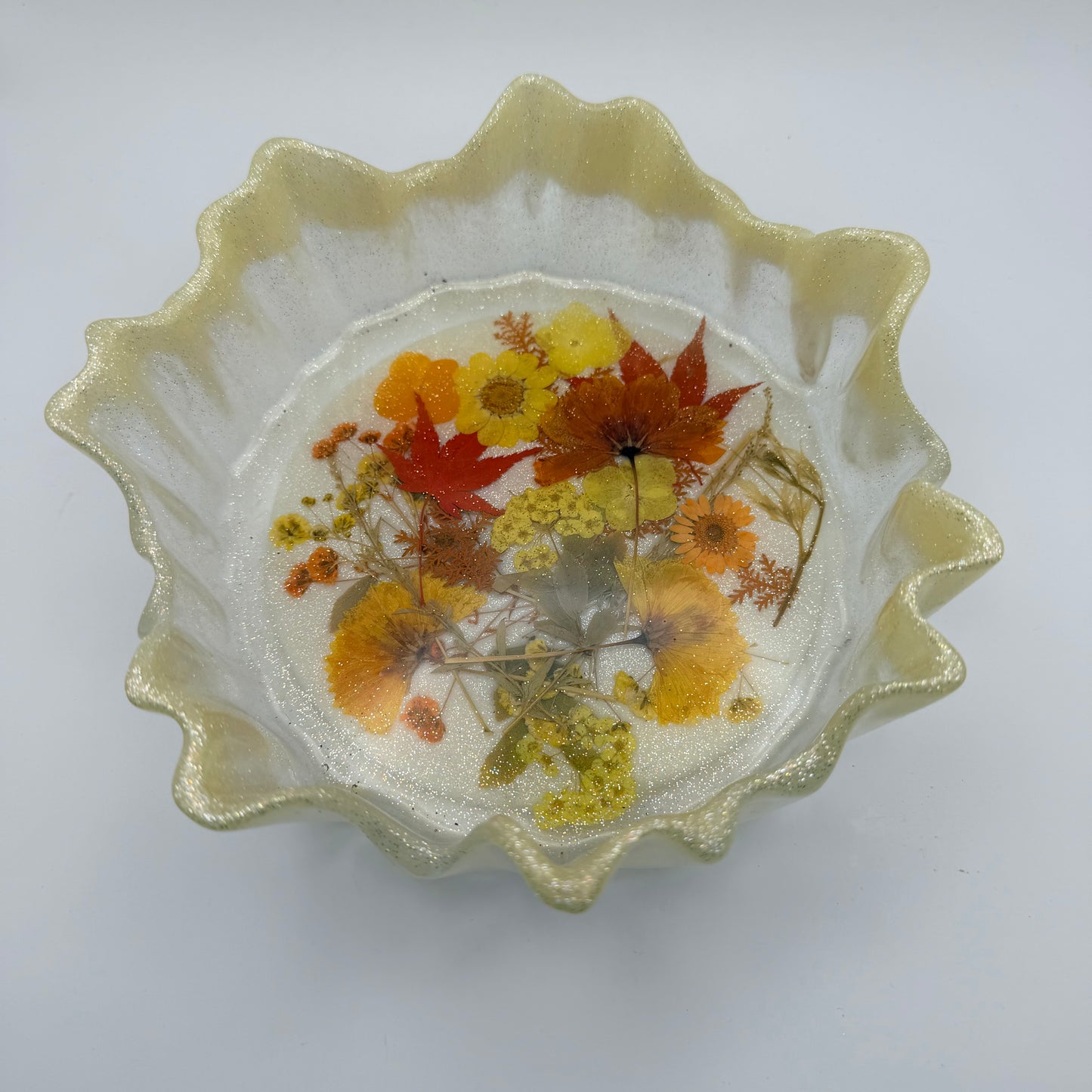 Irregular Shaped Bowl with Flowers