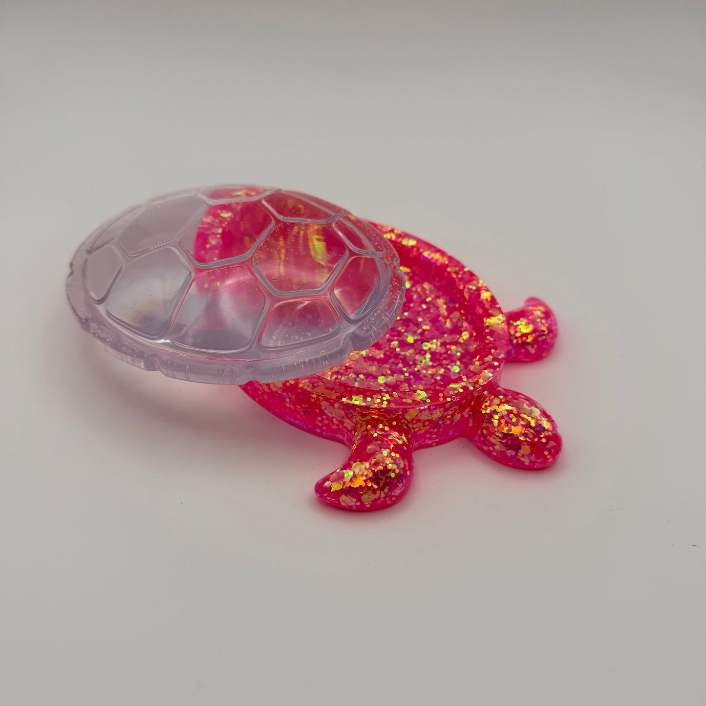 Pink Sparkling Sea Turtle Dish with Lid