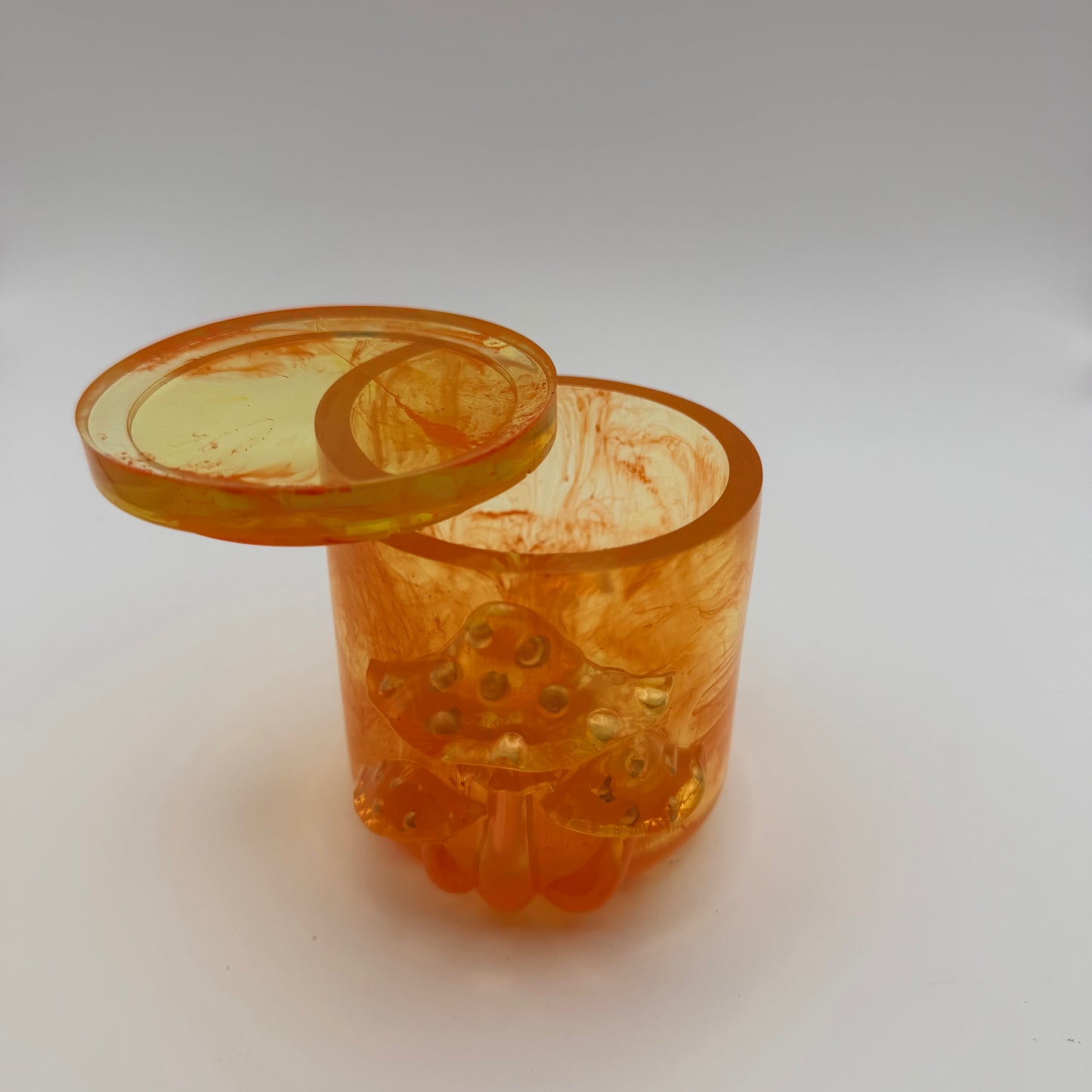 Orange and Yellow Mushroom Container