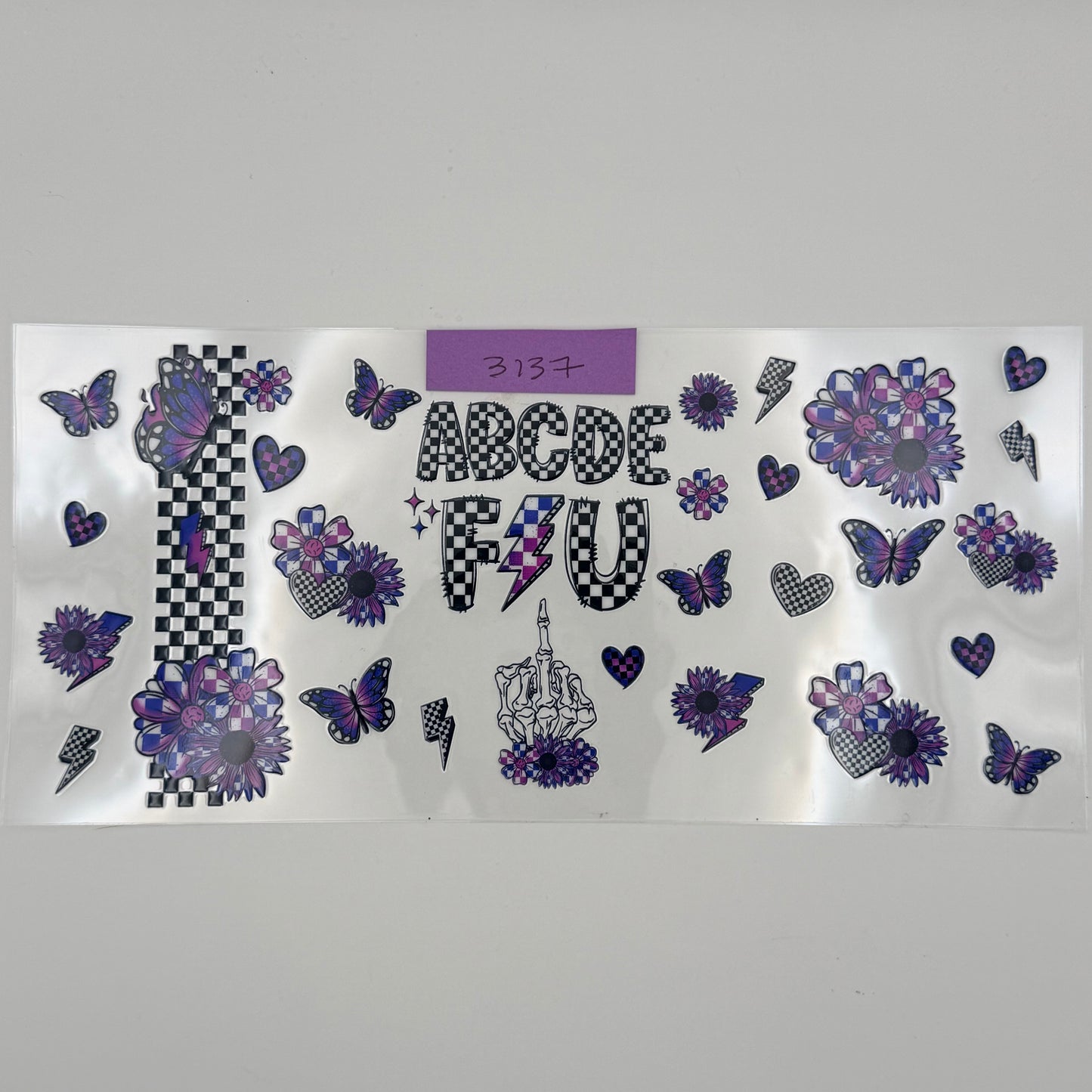 ABCDEFU checkered purple