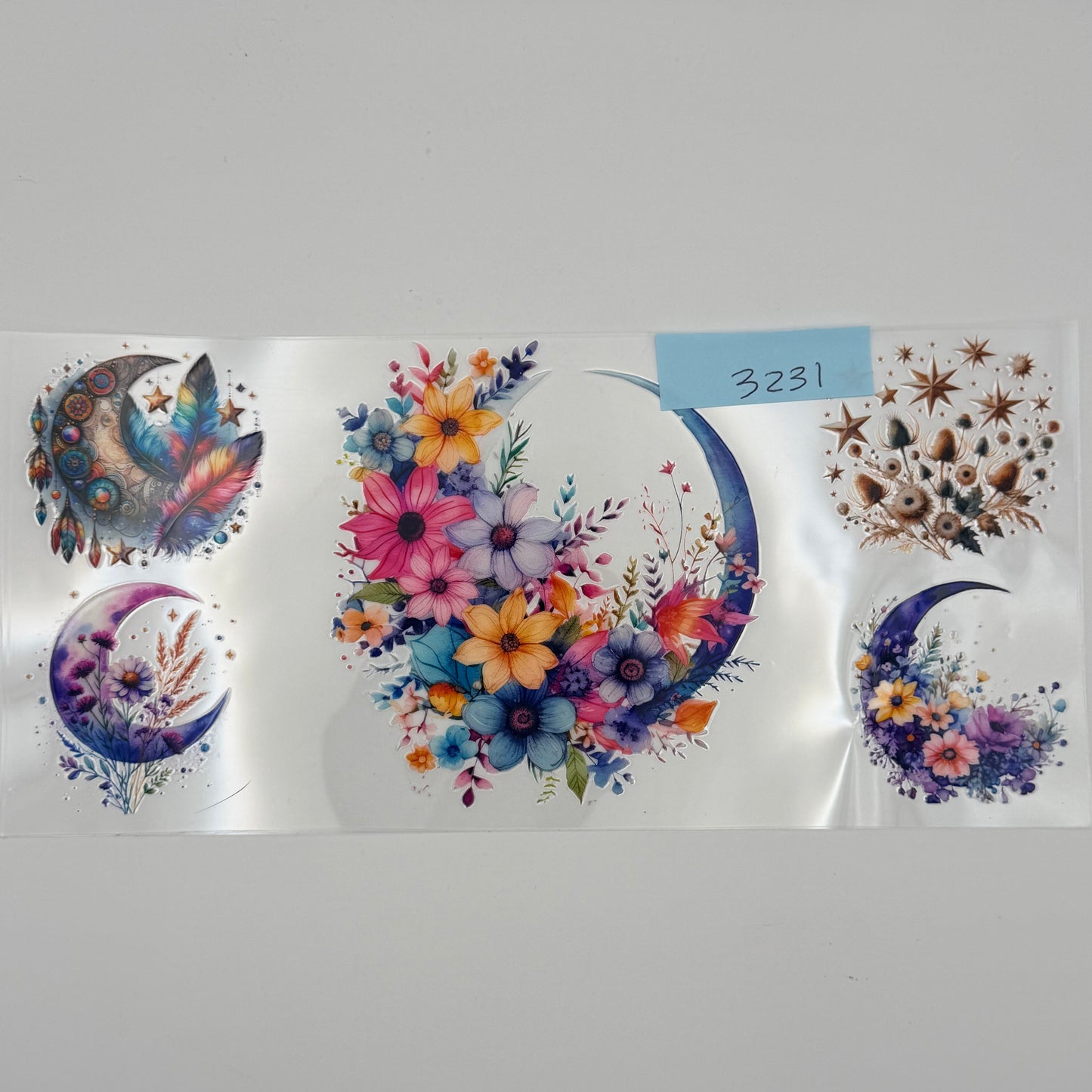 Crescent moon with flowers 2