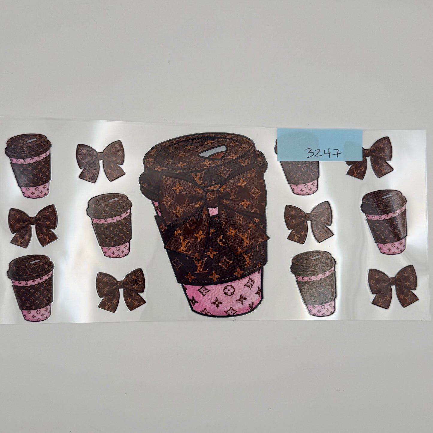 Brown and pink LV coffee