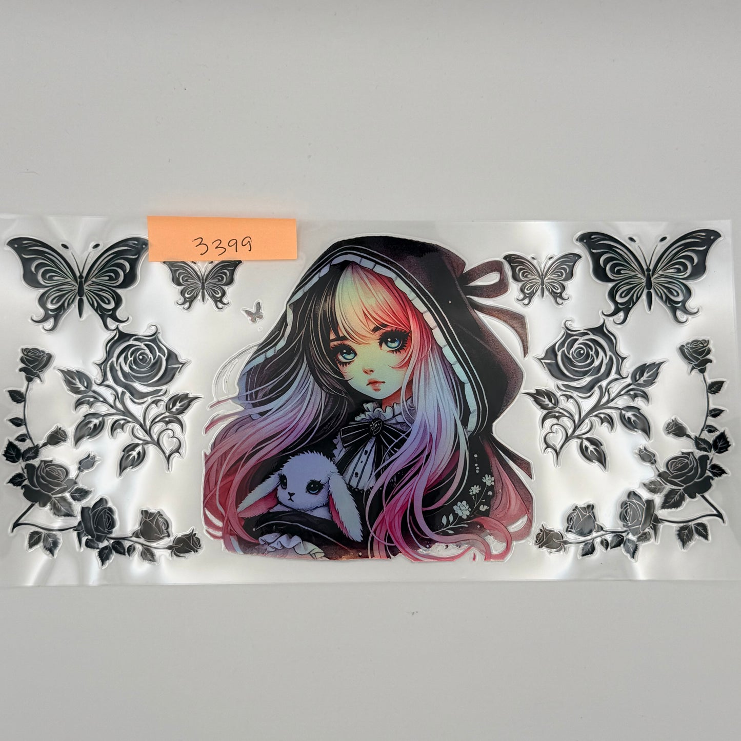 Anime goth girl pink holographic