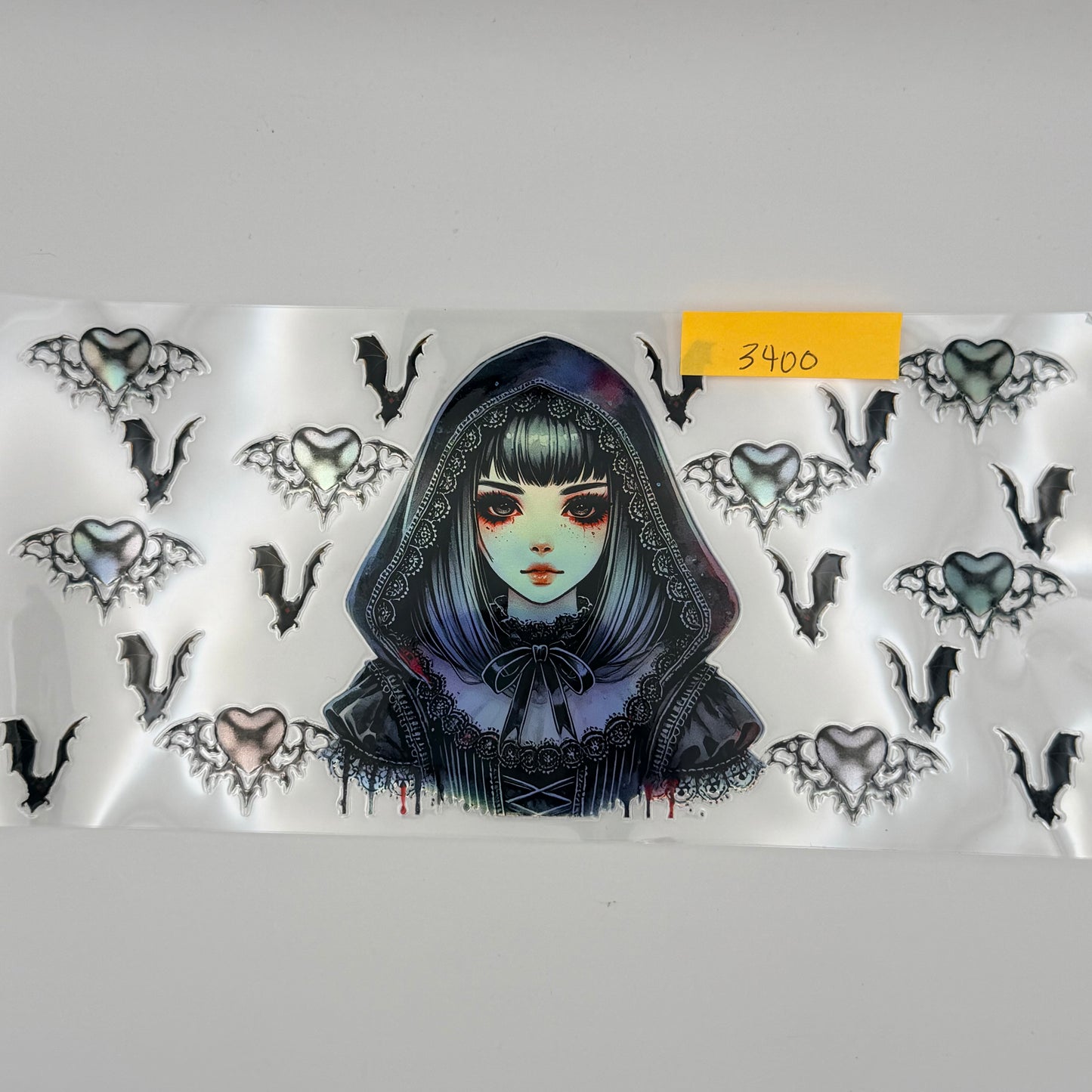 Anime goth girl with hood holographic