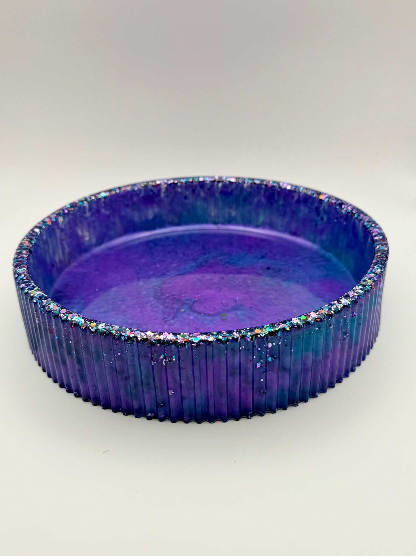 Sparkly purple and blue resin bowl