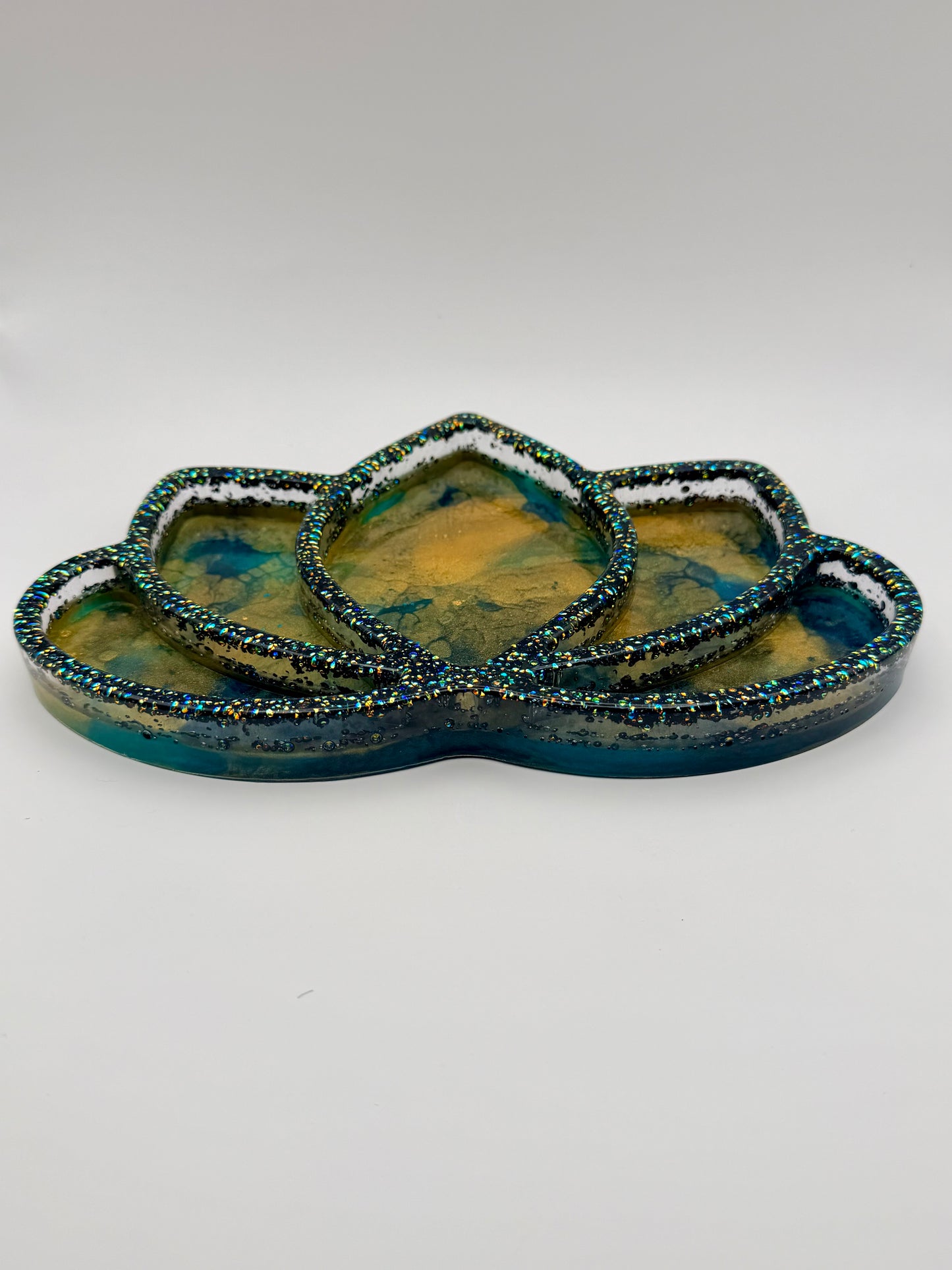 Lotus Tray Green and Gold
