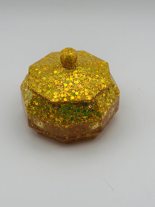 Yellow Glitter Small Container with Lid