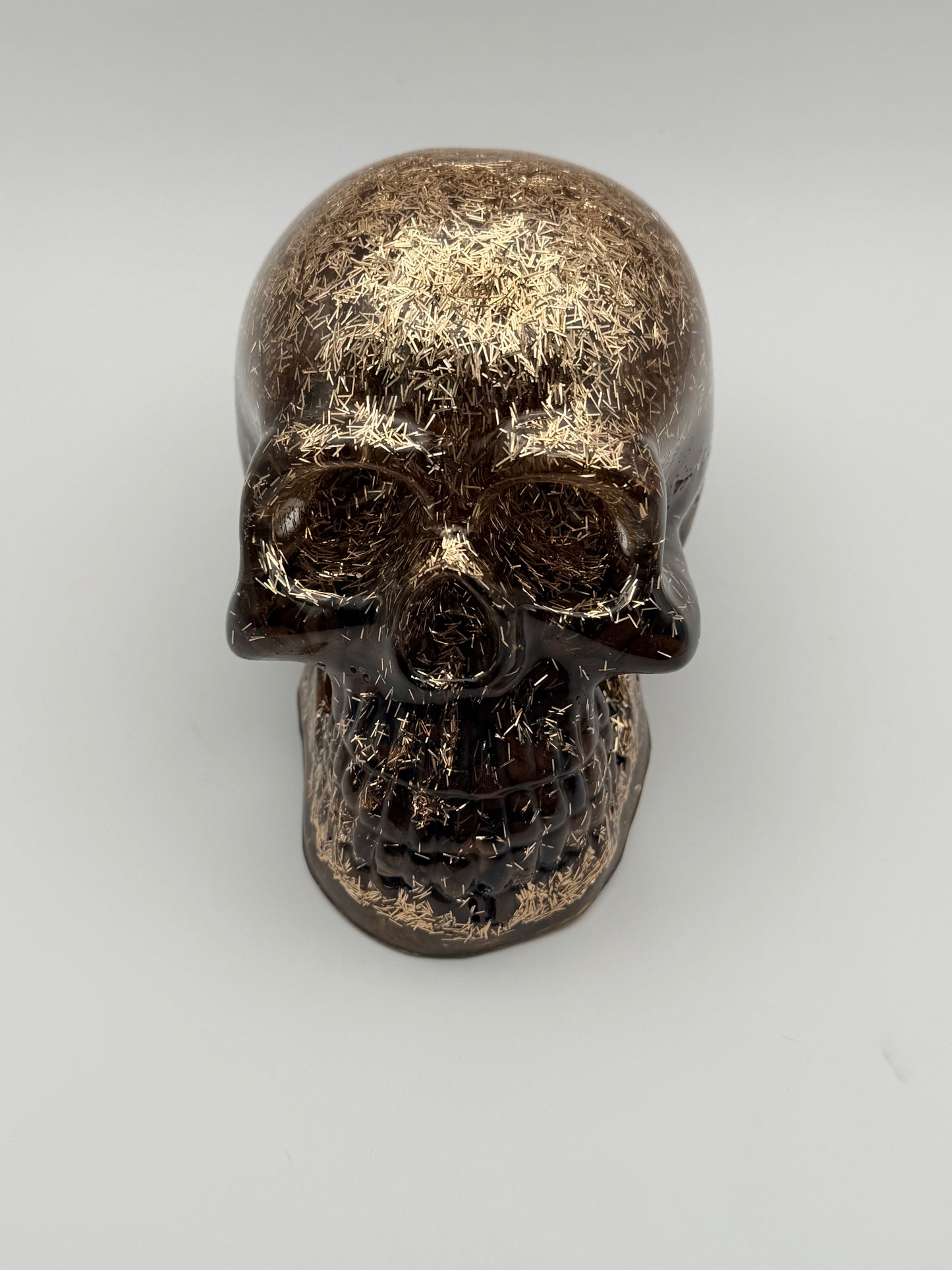 Extra large skull with coffee beans and gold confetti