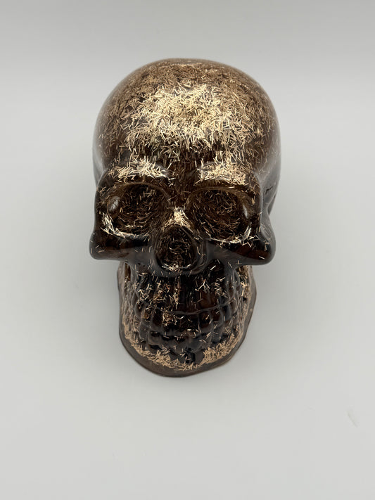 Extra large skull with coffee beans and gold confetti
