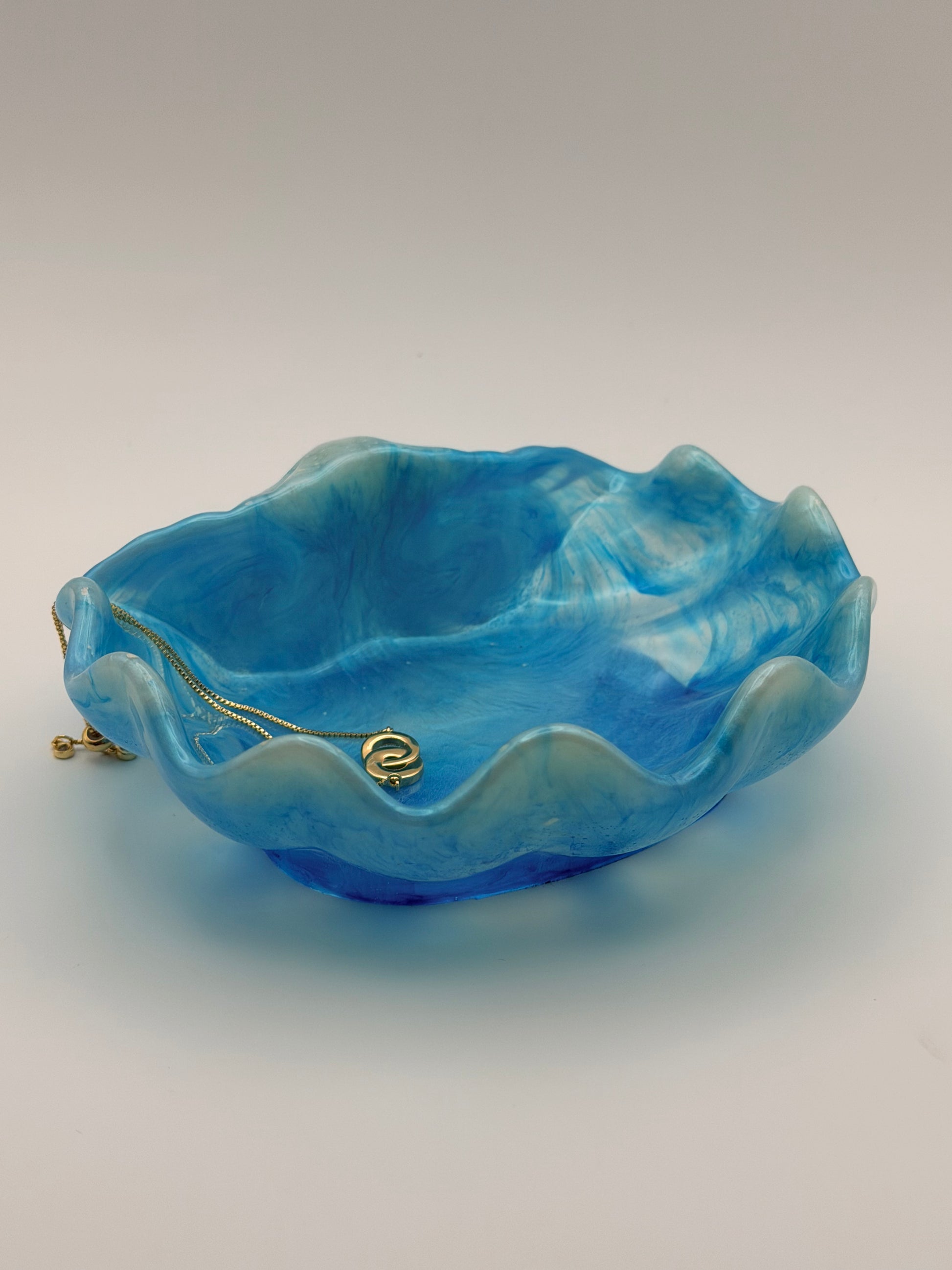 Medium size blue seashell dish