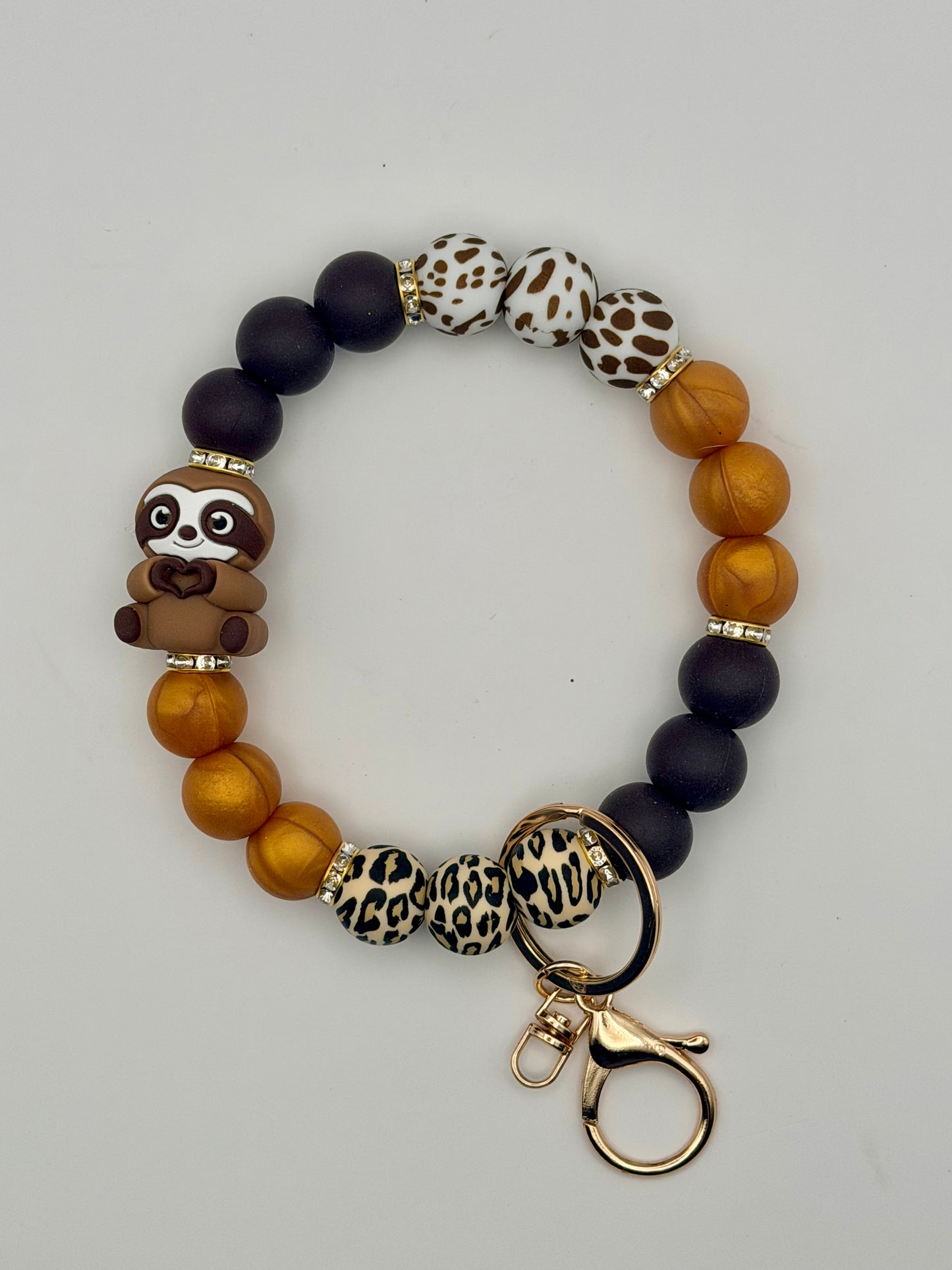 Sloth Silicone Beaded Wristlet/Keychain