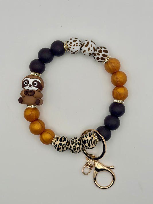 Sloth Silicone Beaded Wristlet/Keychain
