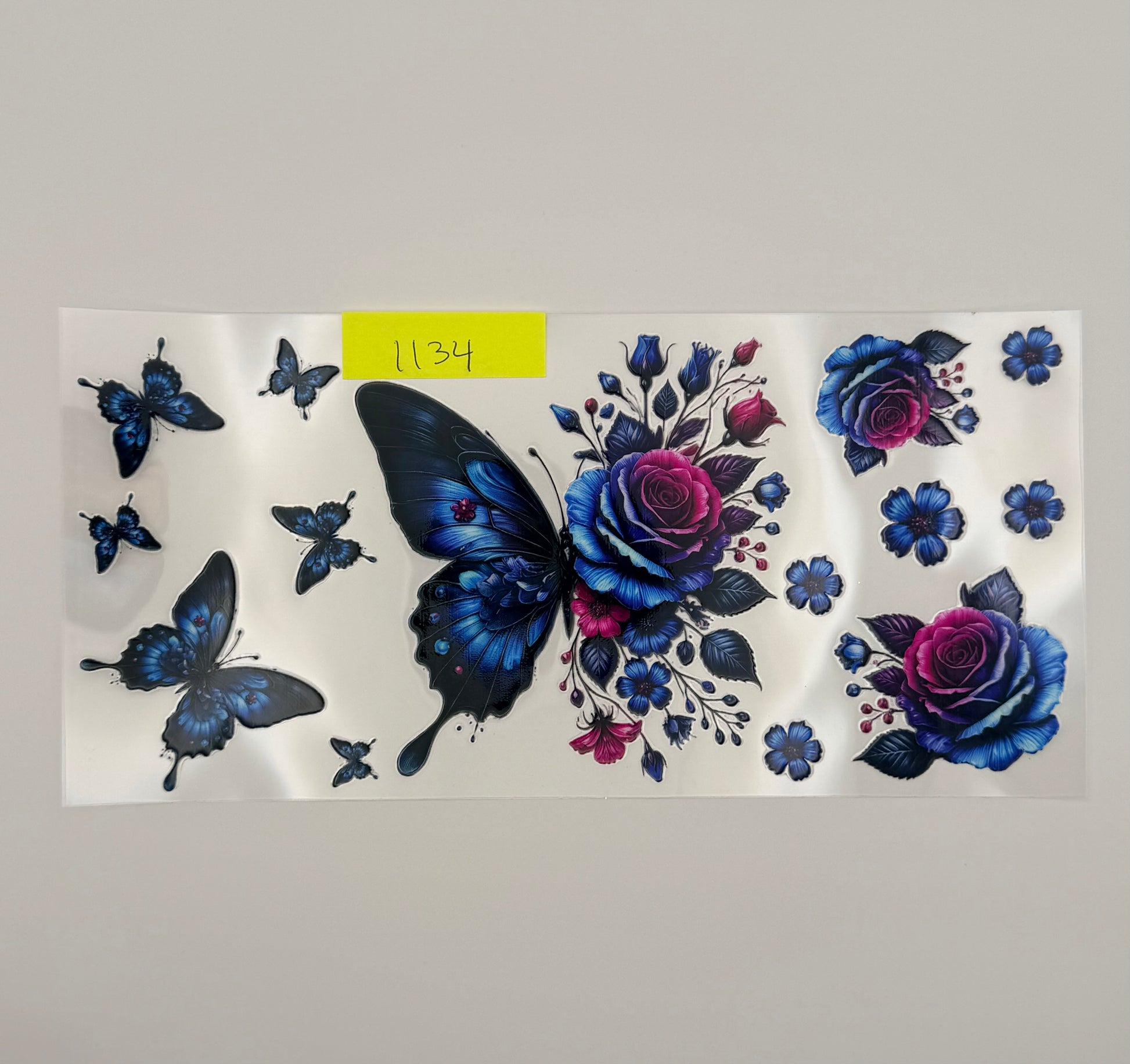 Blue Butterfly with Flowers