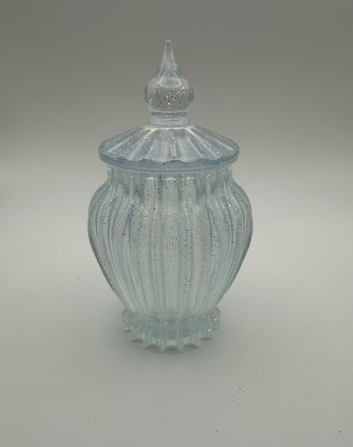 clear sparkly container
