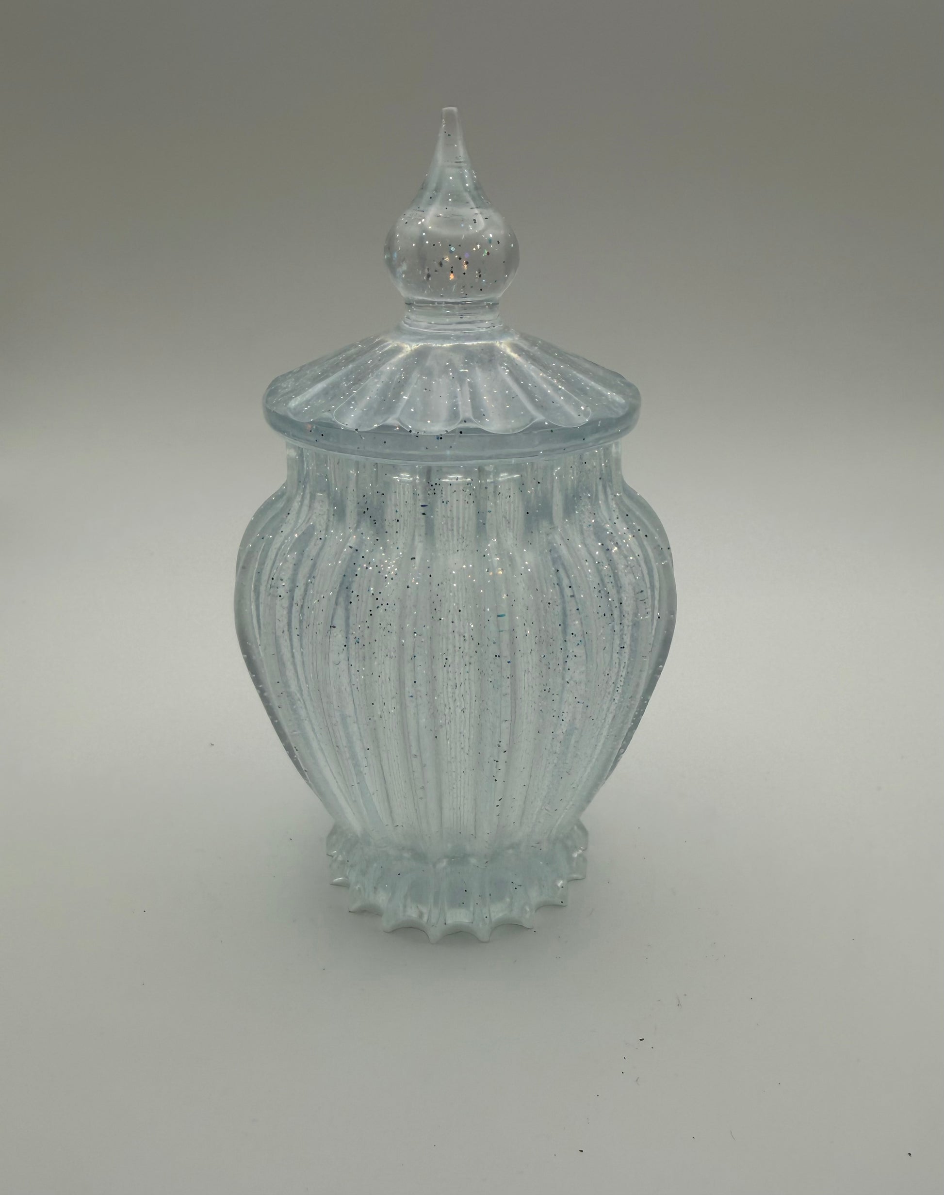 clear sparkly container