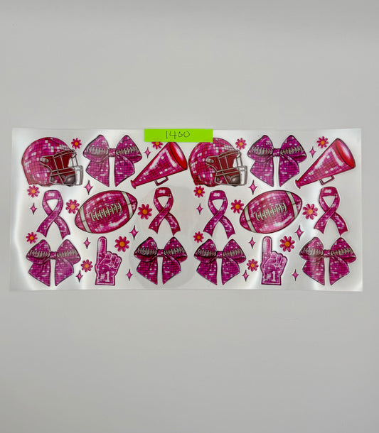 pink football, bows, helmets