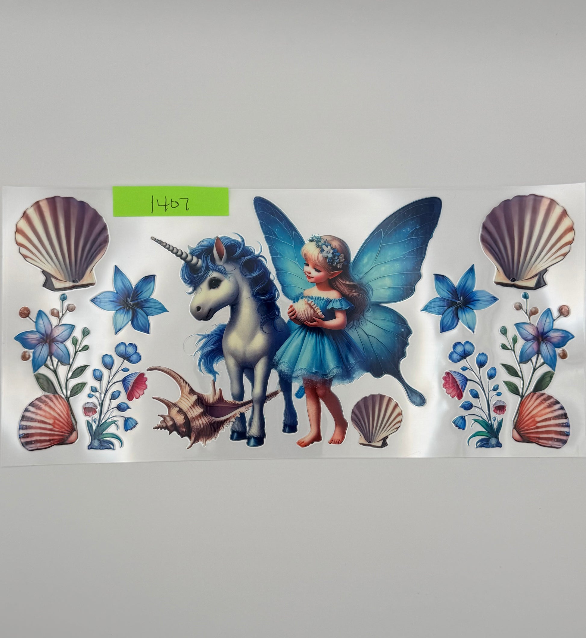 blue fairie with unicorn