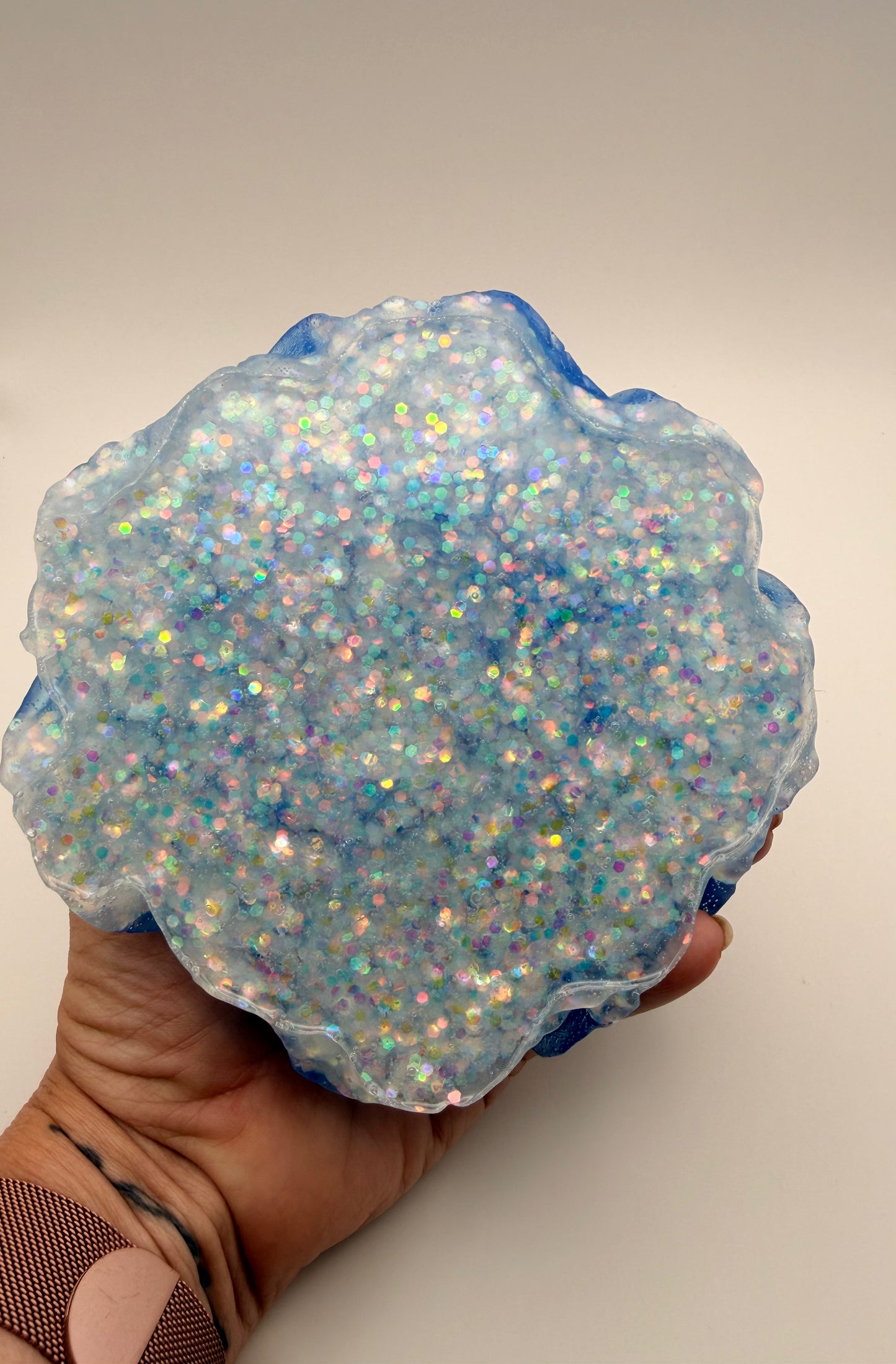 XL Peony Flower (Blue/White/Glitter)