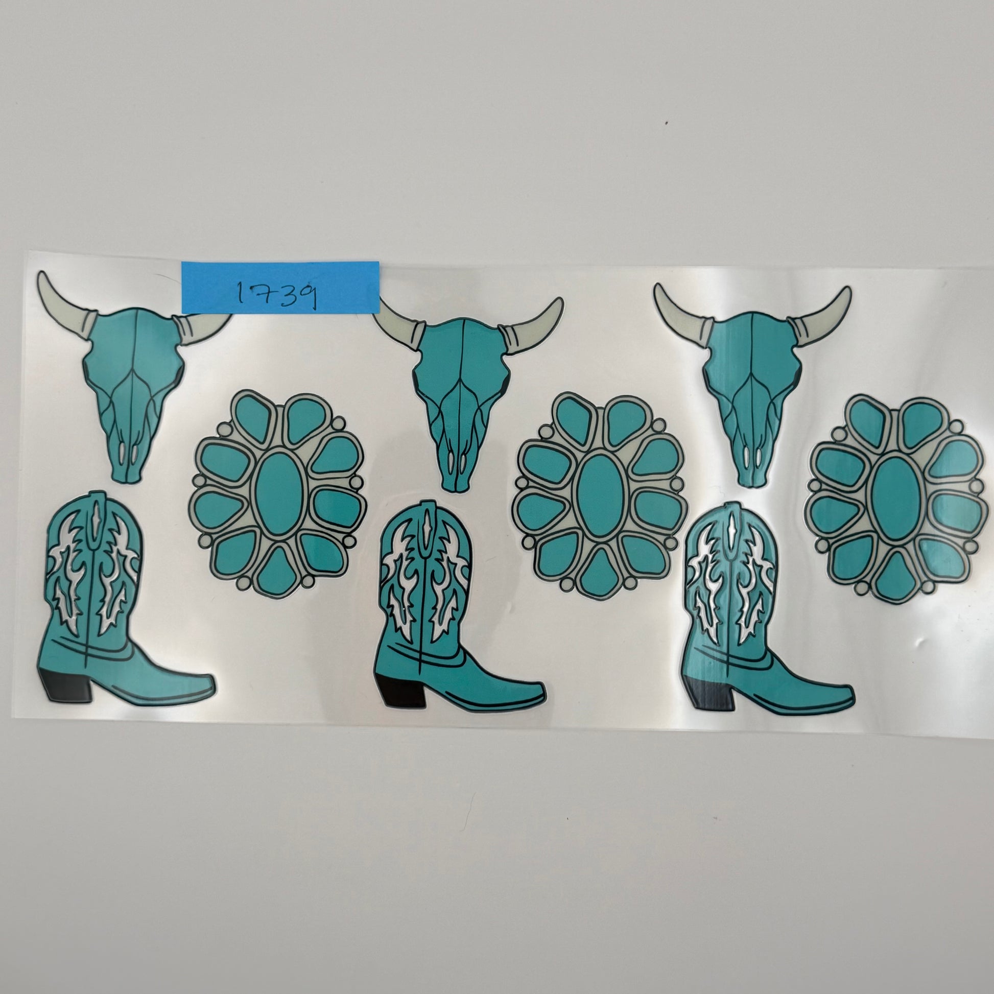 turquoise boots skull