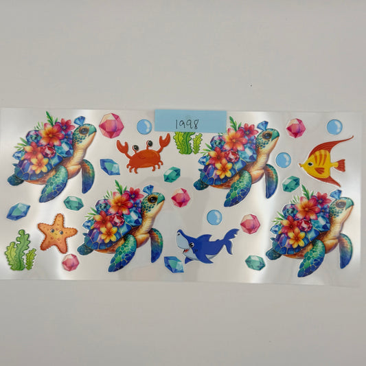 sea turtles and flowers
