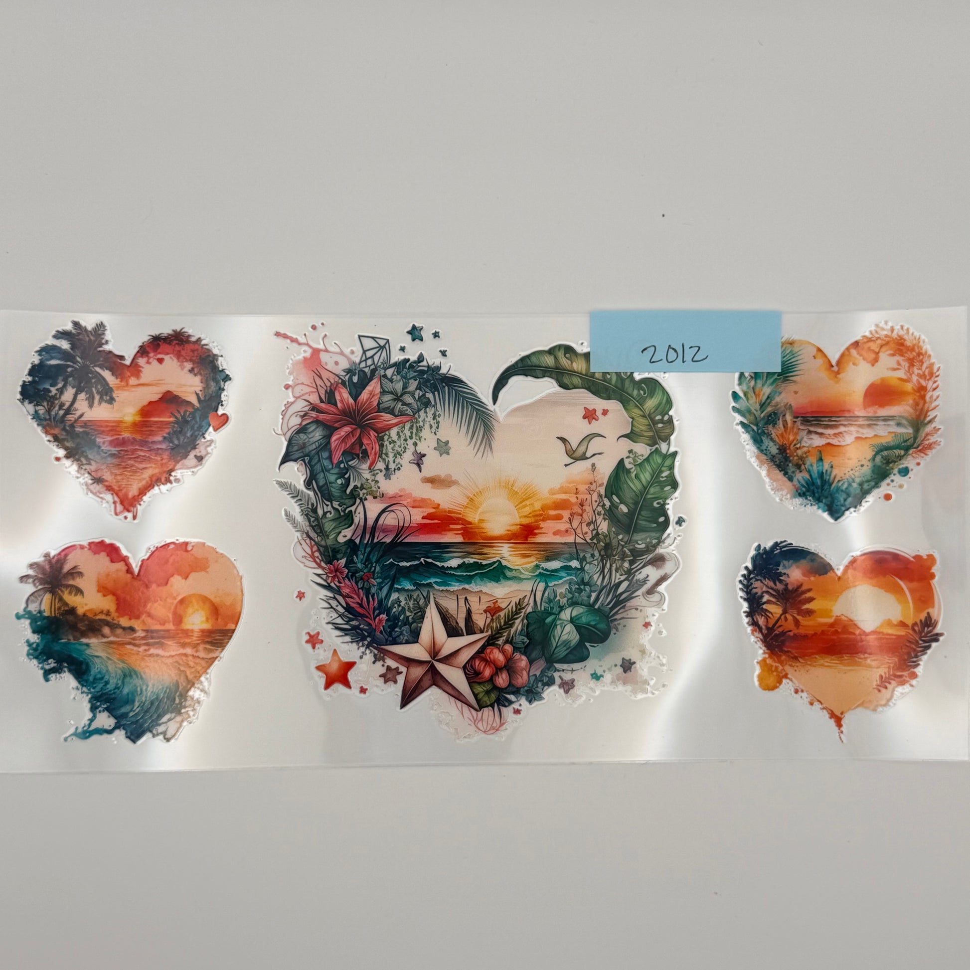 beach scene hearts flowers