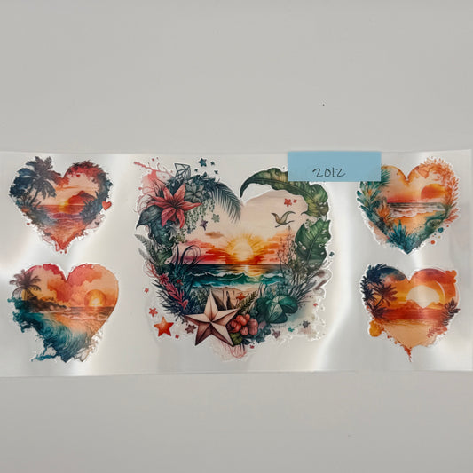 beach scene hearts flowers