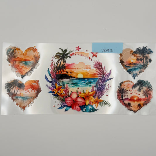 beach scene circle and hearts