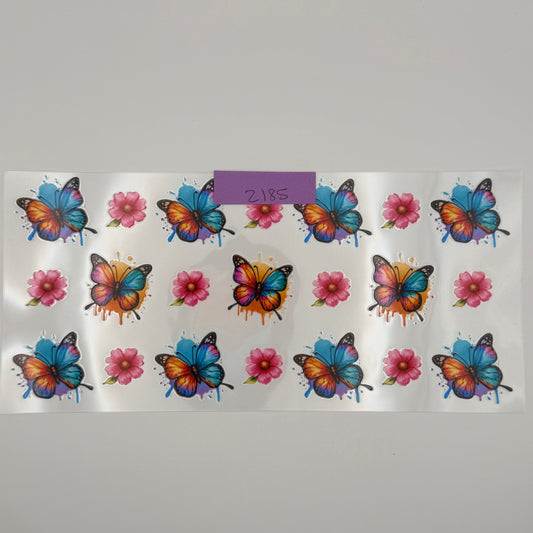 small butterflies and flowers