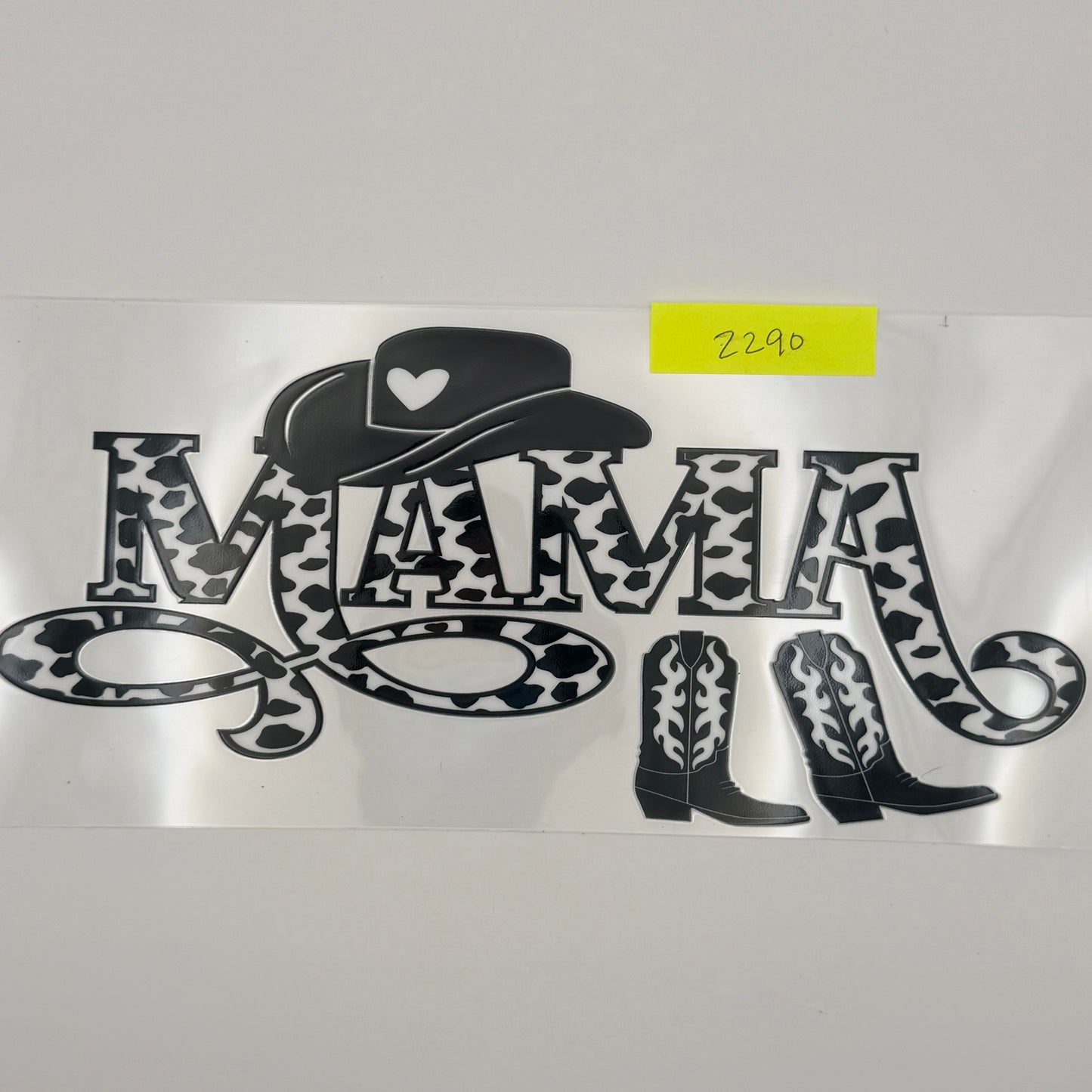 black and white cow print mama