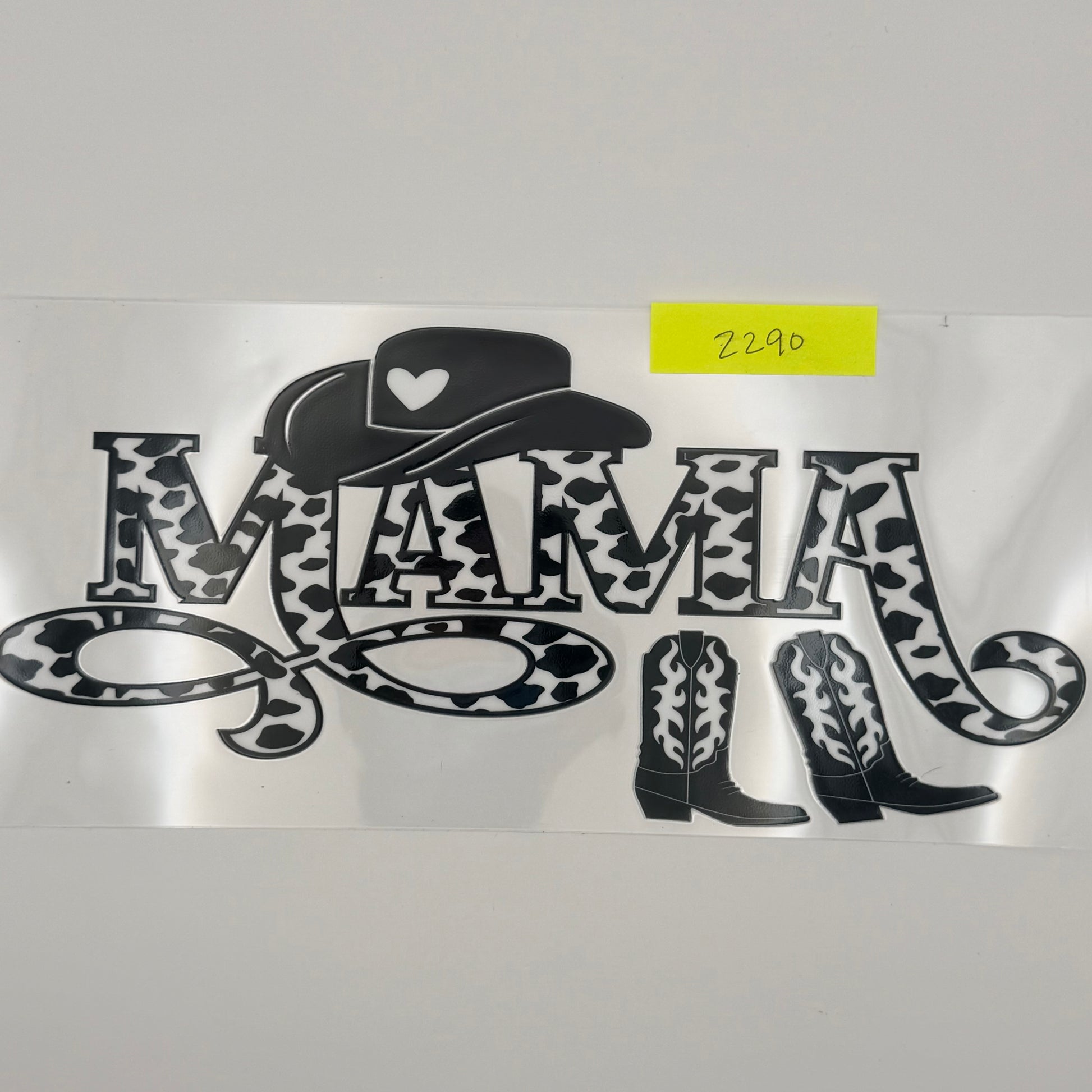 black and white cow print mama