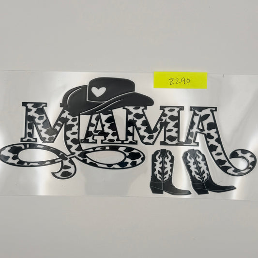 black and white cow print mama