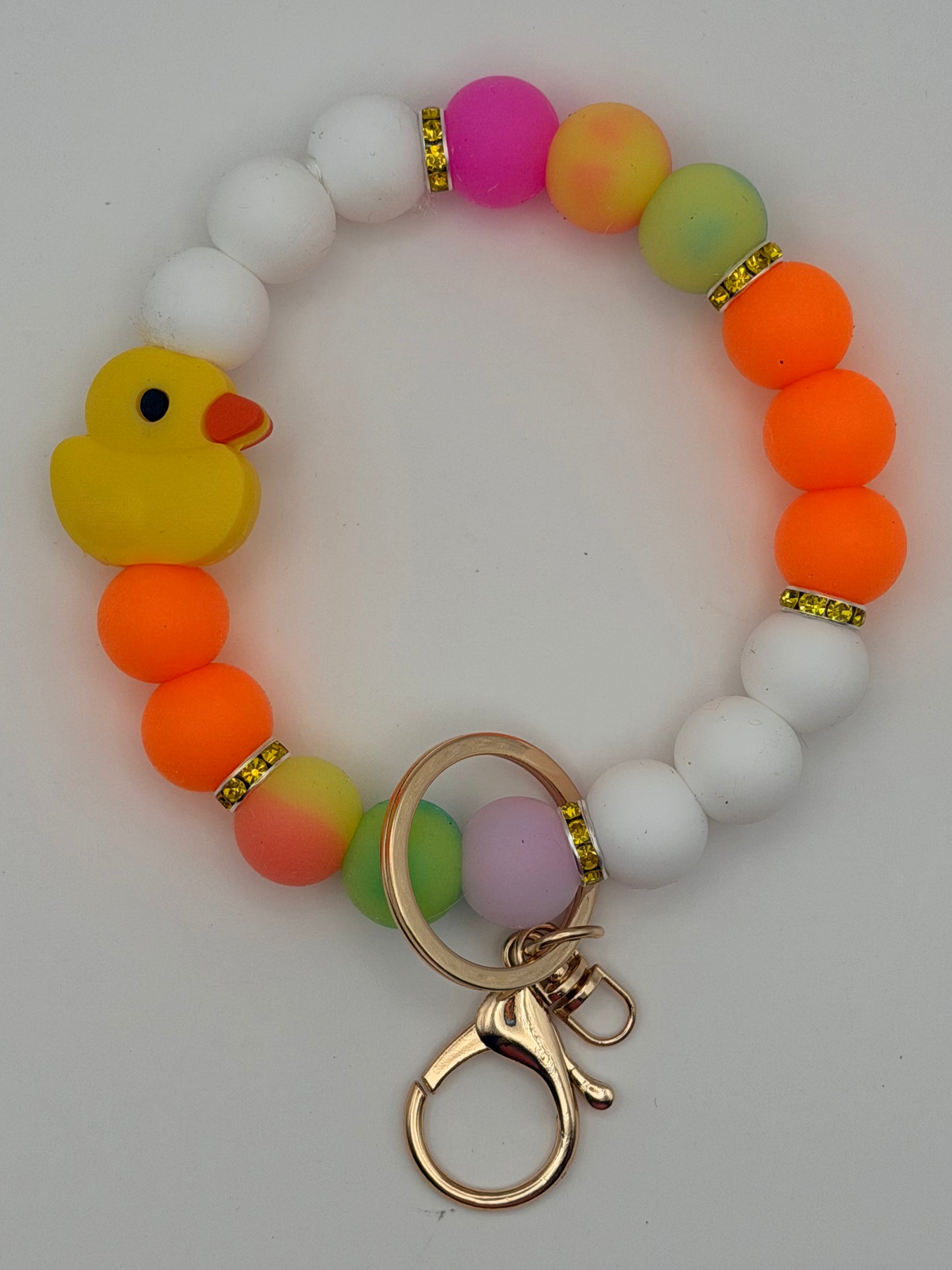 Wristlet, Keychain or Bag Charm - Ducky, Orange, White, Multi-color