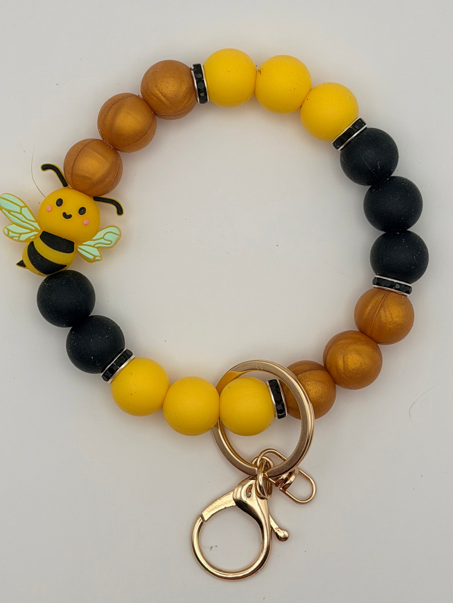 Wristlet, Keychain or Bag Charm - Bee, Gold, Black