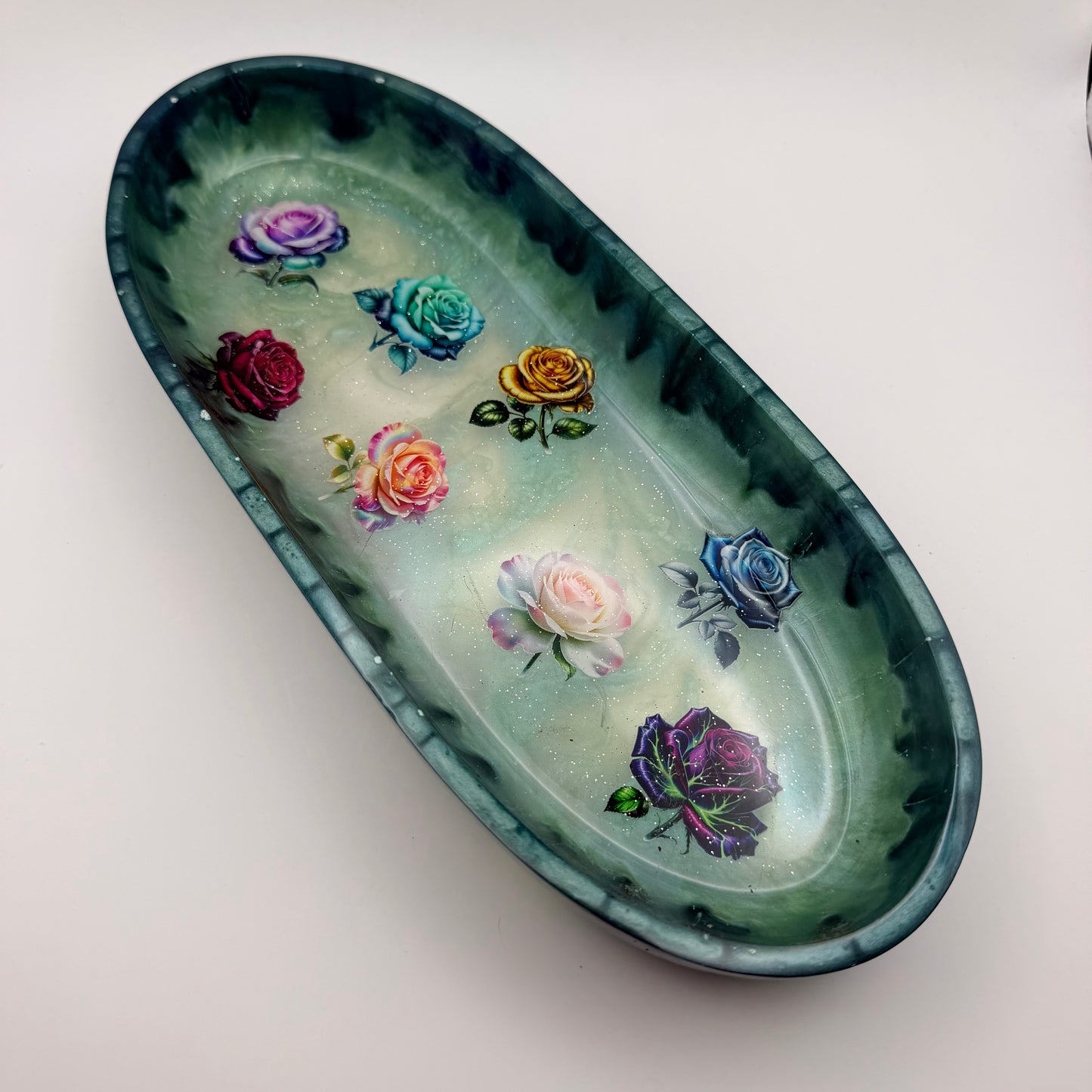 large multicolor rose bowl or tray