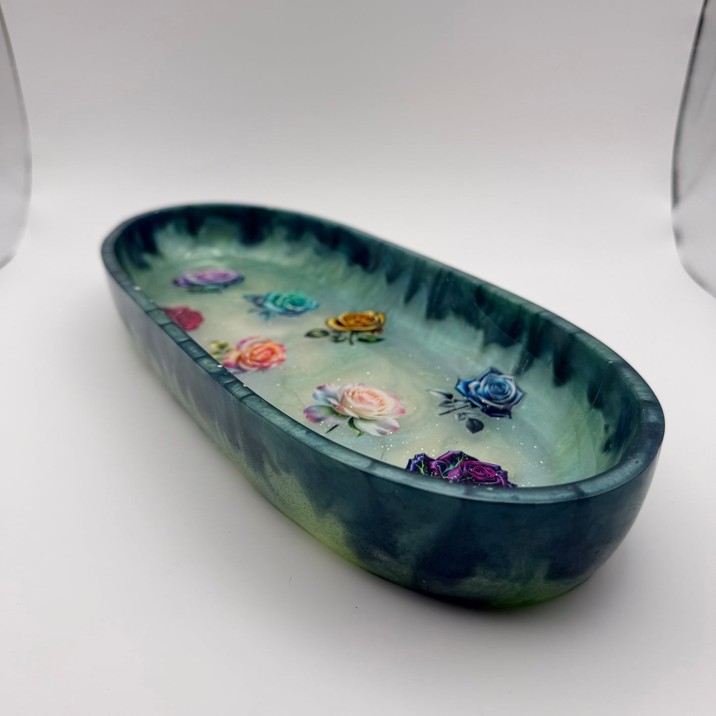 Large Colorful Rose Tray/Bowl