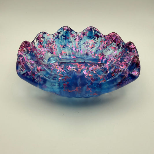 sea shell dish with flamingo glitter