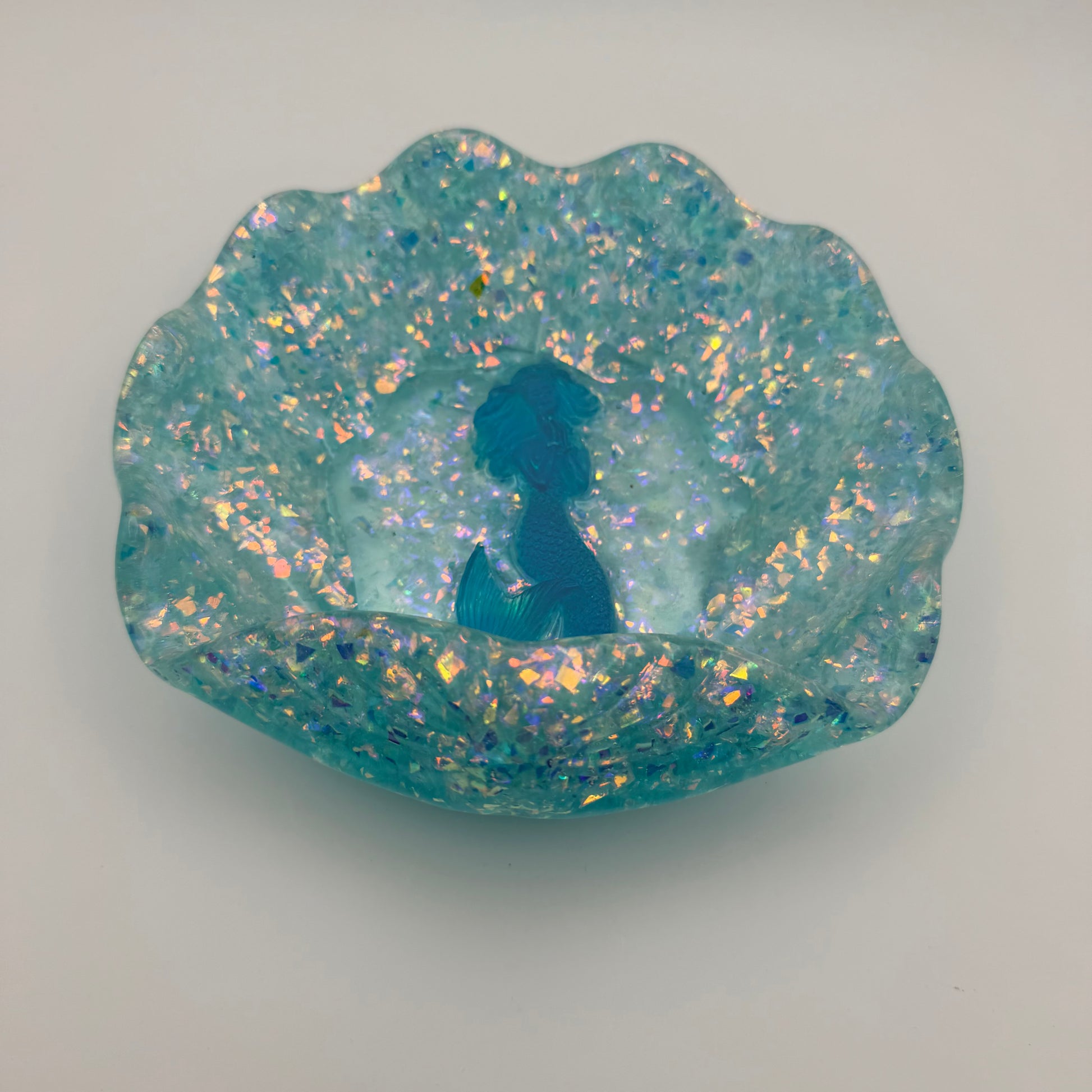 sea shell dish with mermaid