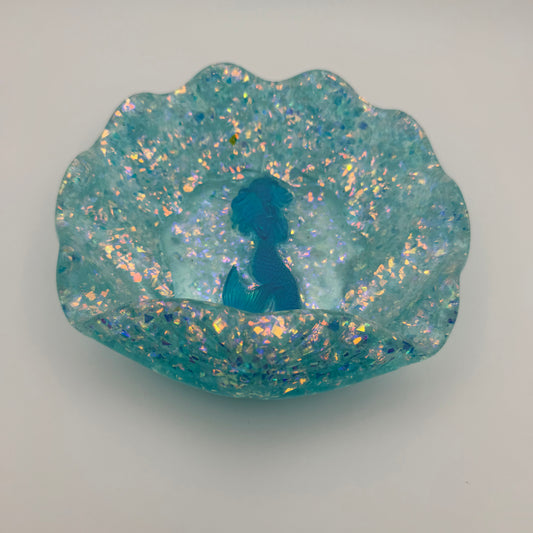 sea shell dish with mermaid