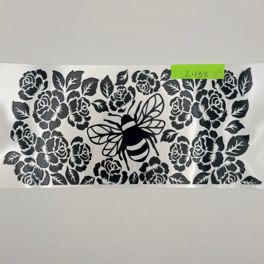 dark bee and flowers