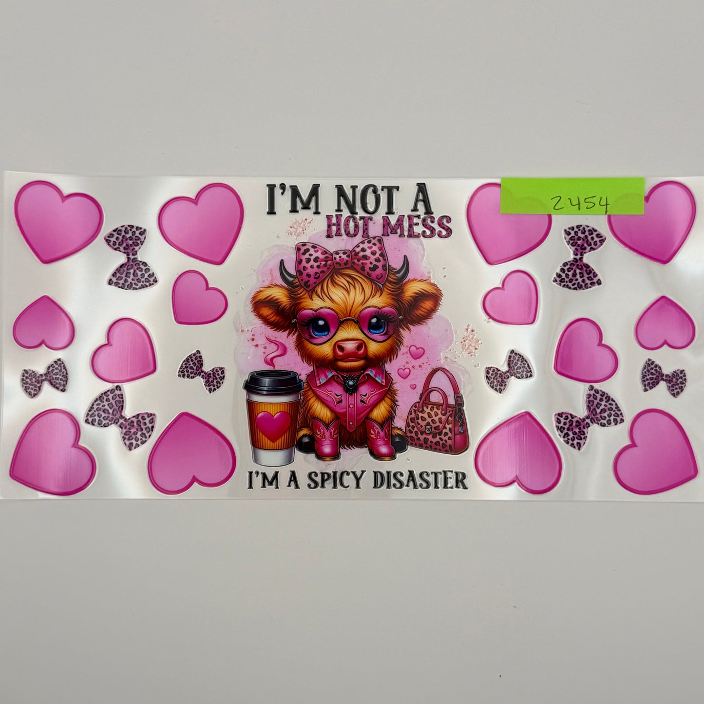 spicy disaster highland cow pink