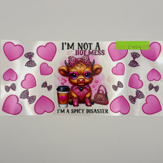 spicy disaster highland cow pink