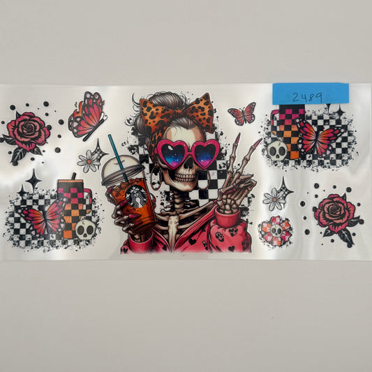 cool skeleton with coffee