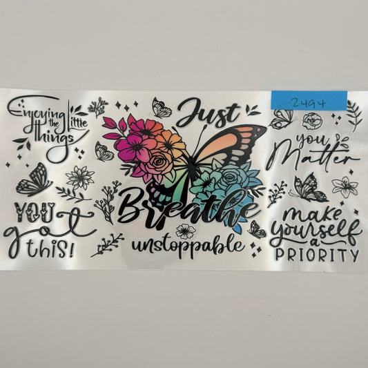 just breathe colorful butterfly